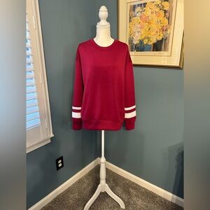 Abercrombie & Fitch YPB Varsity Stripe Crewneck Sweatshirt – Maroon Red Size S